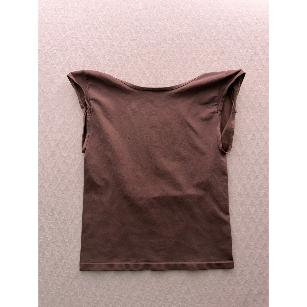 Free People Intimately Tee Open Back Brown Nylon Spandex Minimalist